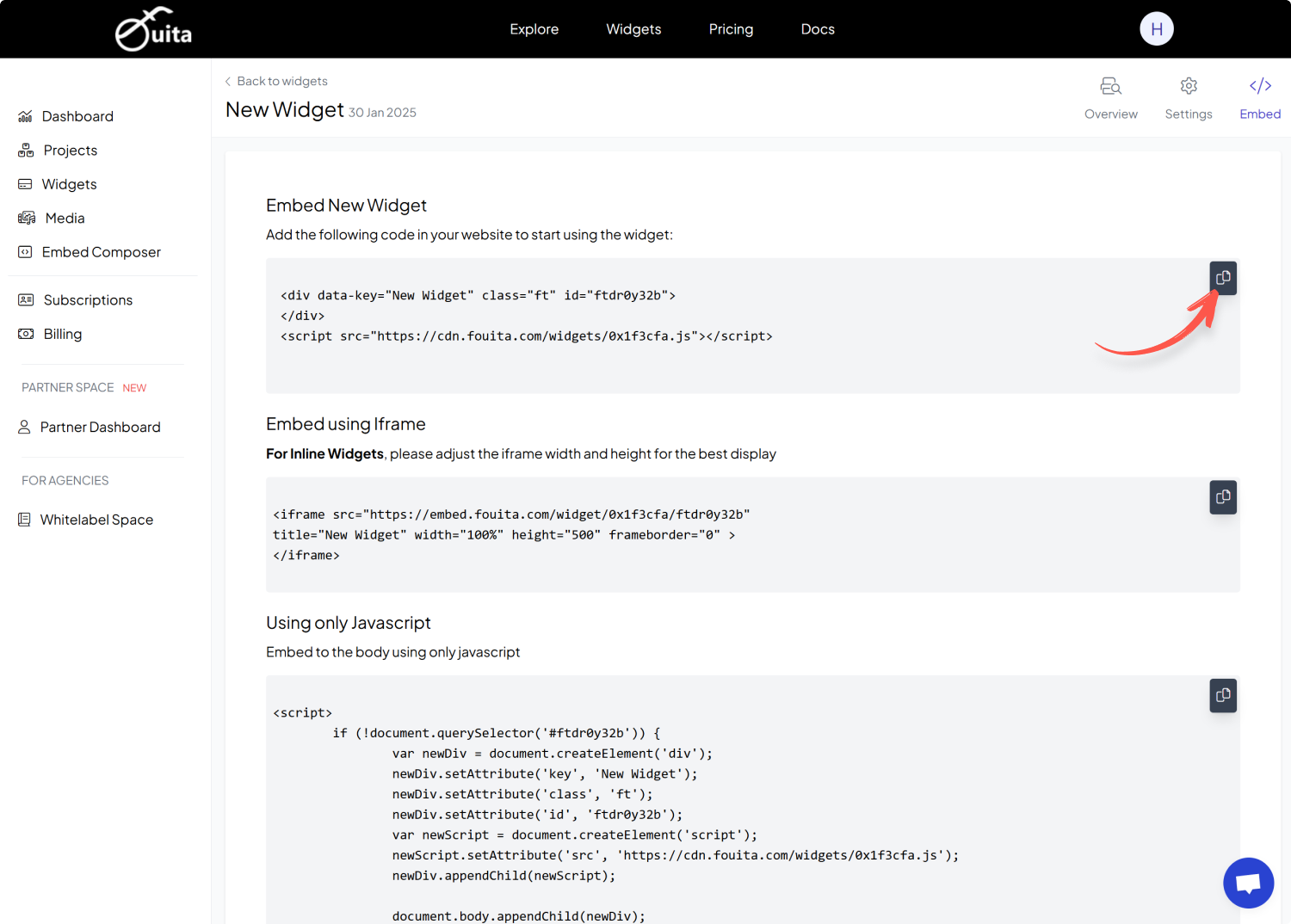 Copy the Embed Code